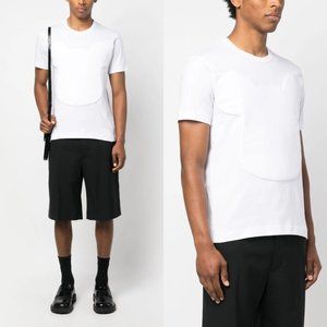 Comme des Garçons T-Shirt Sz S White Cotton Embossed Logo Short Sleeve Tee